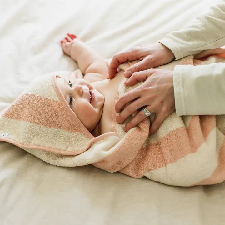 Organic Cotton Rugby Stripe Woven Terry Towel & Washcloth Set