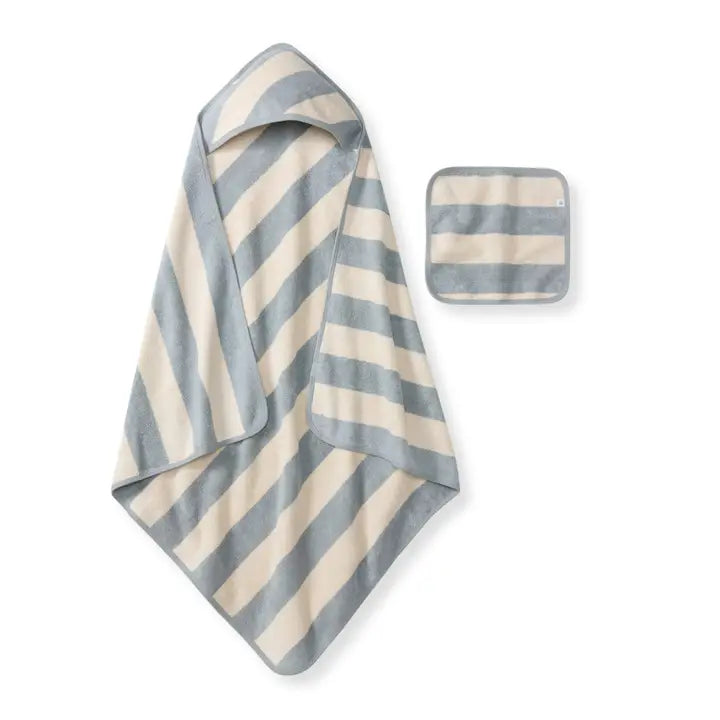 Organic Cotton Rugby Stripe Woven Terry Towel & Washcloth Set