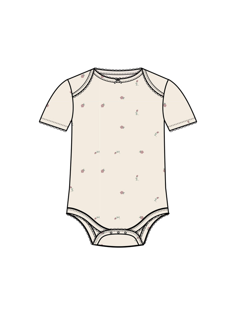 Organic Josie Pointelle Short Sleeve Bodysuit - Pia Floral