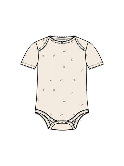 Organic Josie Pointelle Short Sleeve Bodysuit - Pia Floral