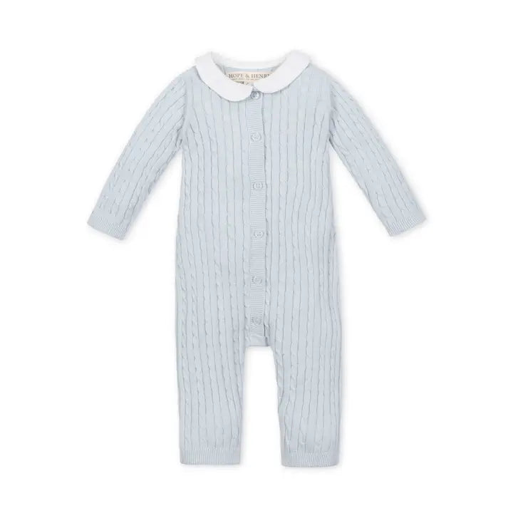 Organic Peter Pan Collar Cable Sweater Romper