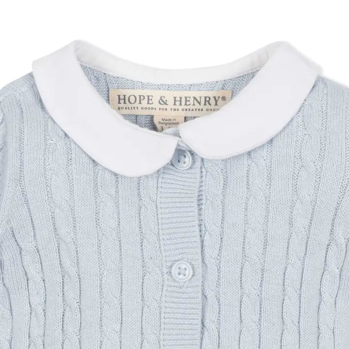 Organic Peter Pan Collar Cable Sweater Romper
