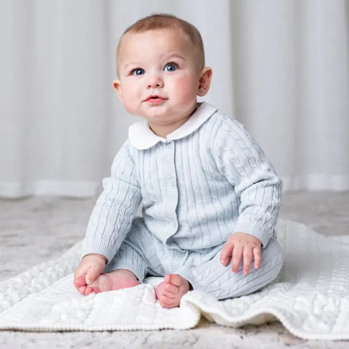 Organic Peter Pan Collar Cable Sweater Romper