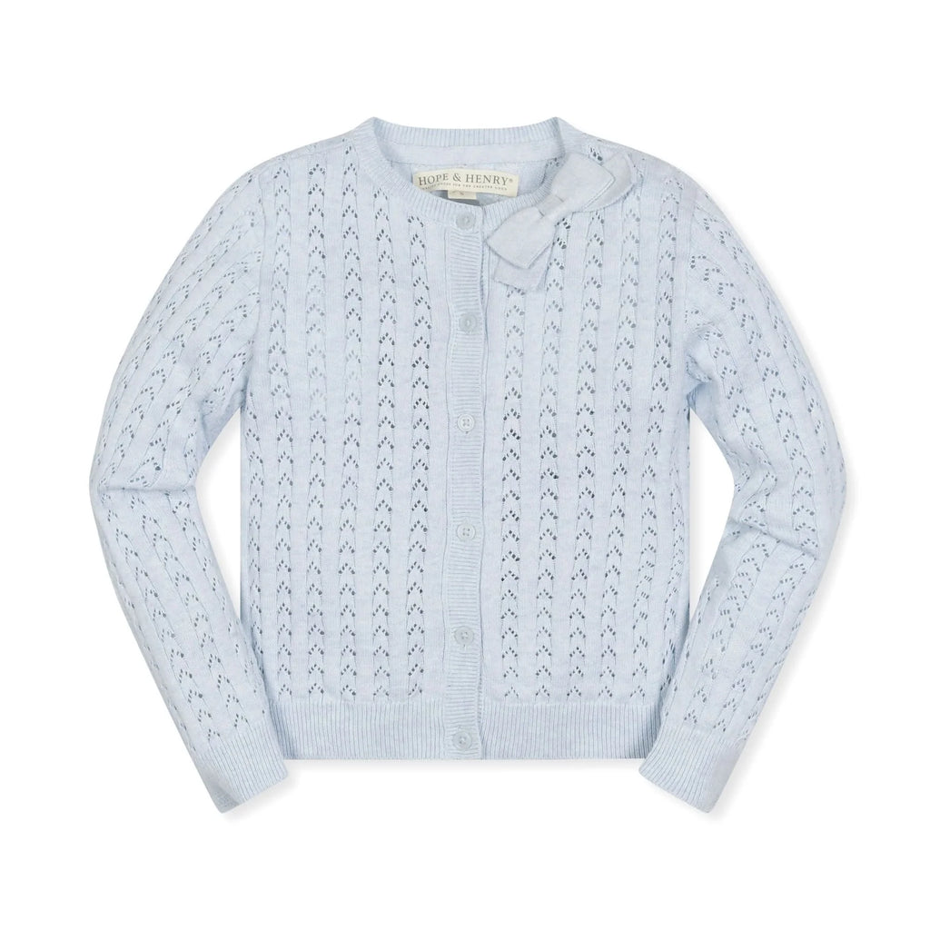 Organic Pointelle Bow Cardigan