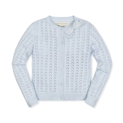 Organic Pointelle Bow Cardigan
