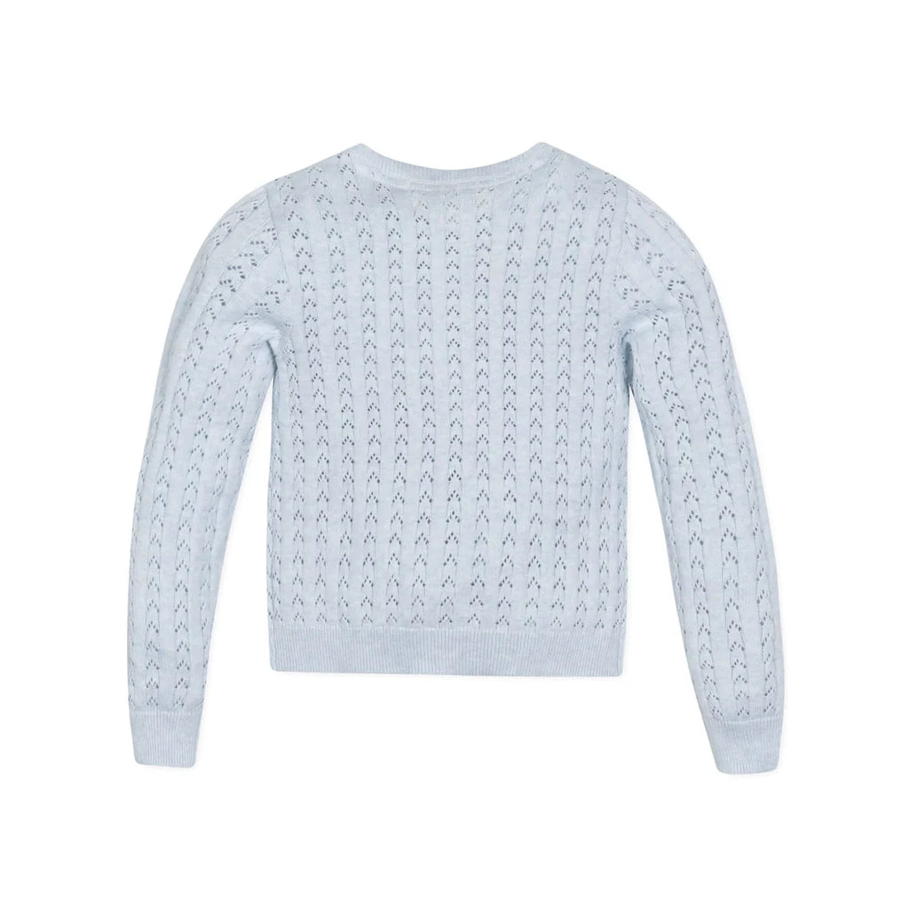 Organic Pointelle Bow Cardigan