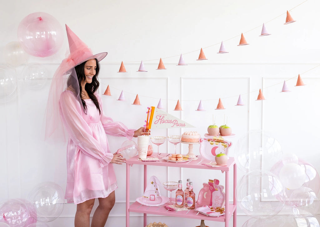 PINK WITCH HAT BANNER - Final Sale