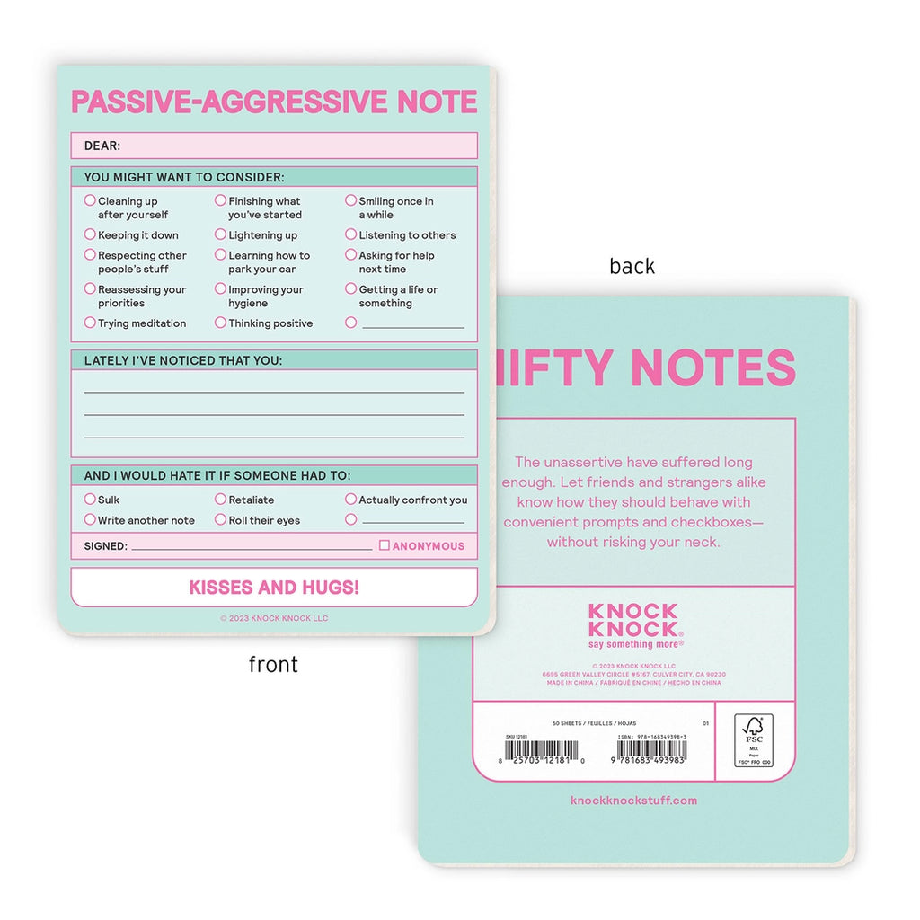 PASSIVE AGGRESSIVE NIFTY NOTE PAD