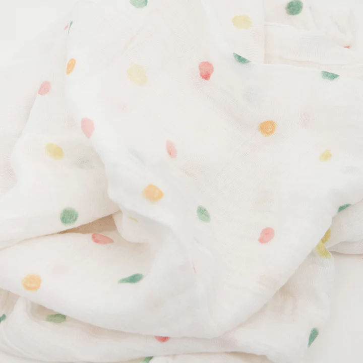 Cotton Muslin Swaddle Blanket - Party Dots