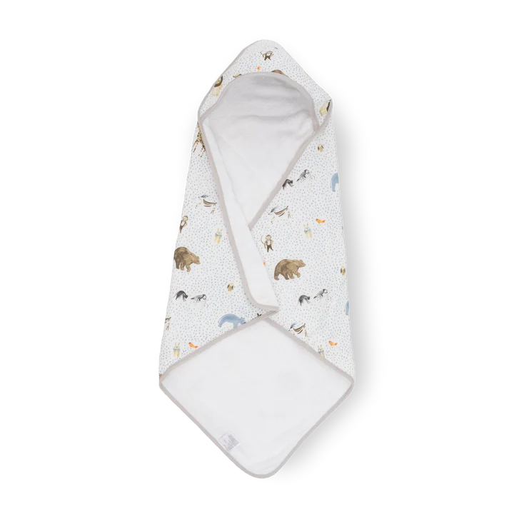 COTTON HOODED INFANT TOWEL - PARTY ANIMALS