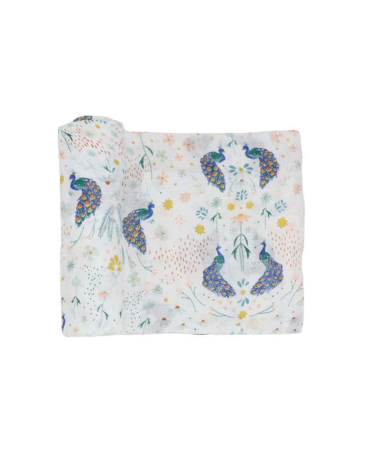 DELUXE MUSLIN SWADDLE BLANKET - PEACOCK
