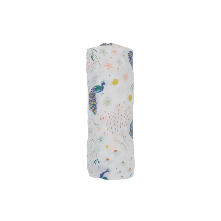 DELUXE MUSLIN SWADDLE BLANKET - PEACOCK