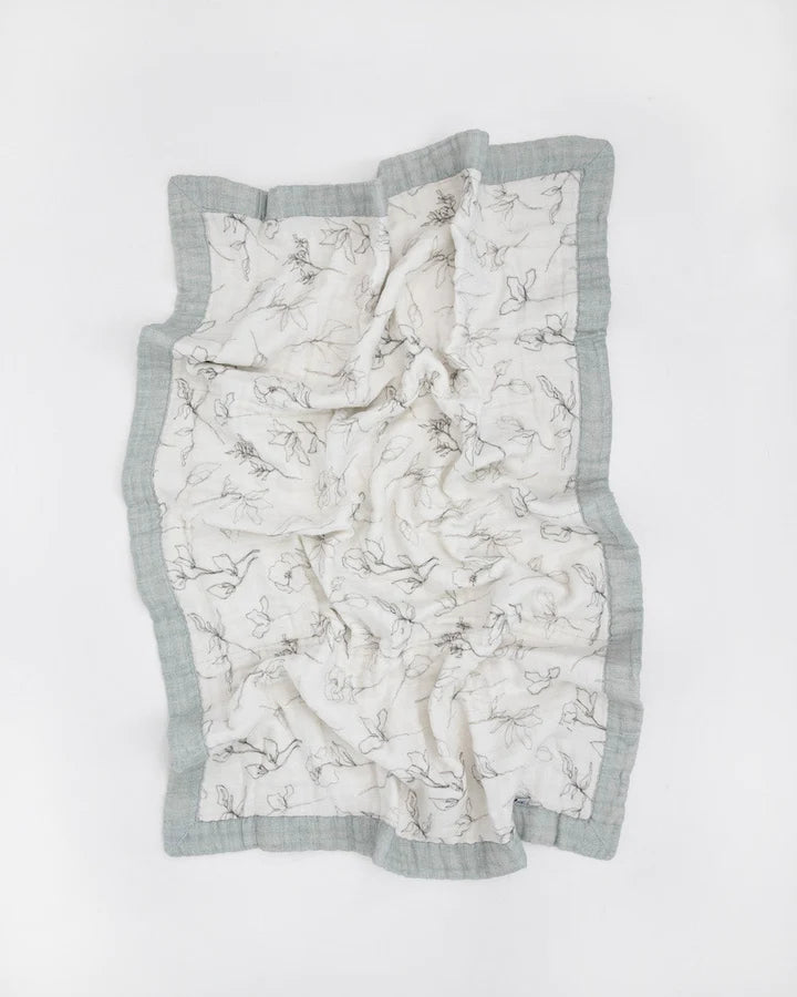 ORGANIC COTTON MUSLIN BABY QUILT - PENCIL FLORAL