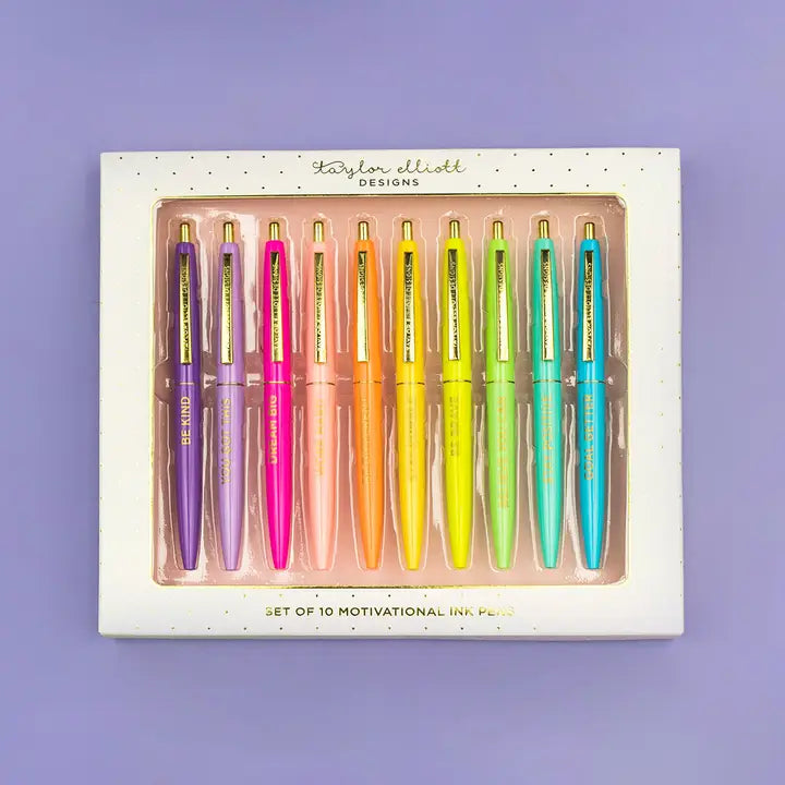 PEN SET OF 10 - MOTIVATIONAL - ASSORTED COLORS