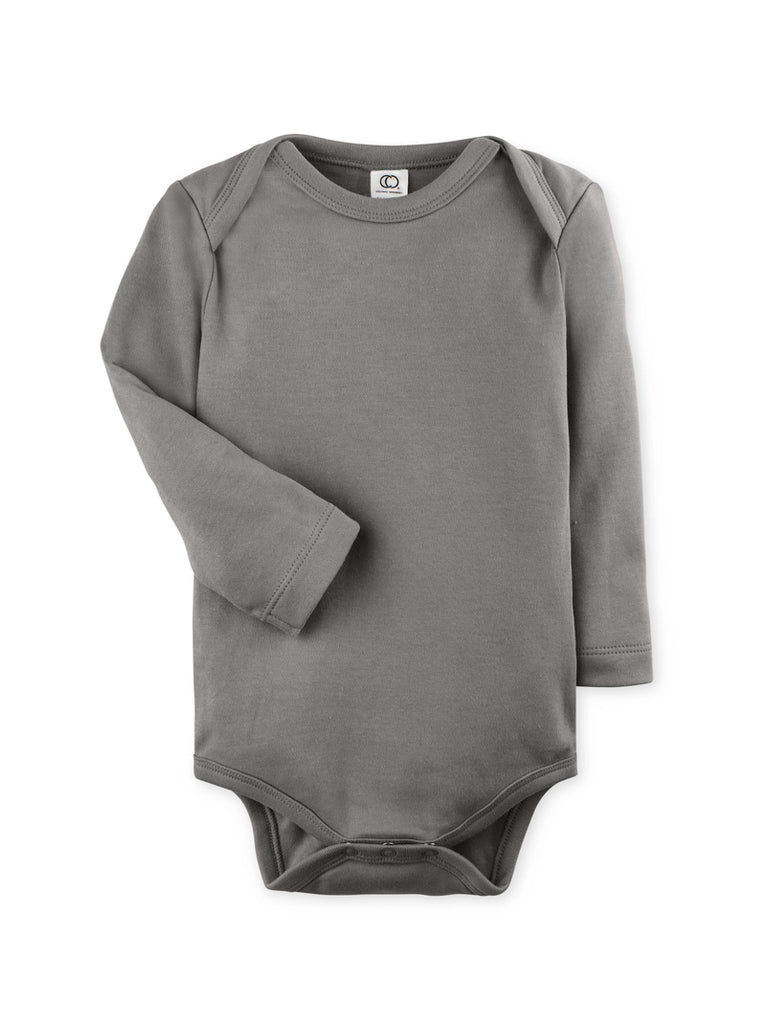 ORGANIC BABY LONG SLEEVE CLASSIC BODYSUIT - PEWTER