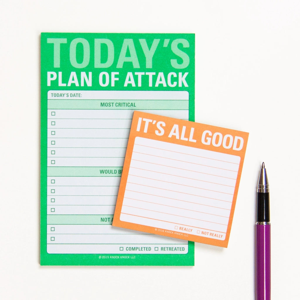 TODAY'S PLAN OF ATTACK GREAT BIG STICKY NOTES