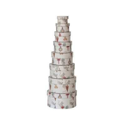 Round Handmade Recycled Paper Nesting Gift Boxes, Set of 8