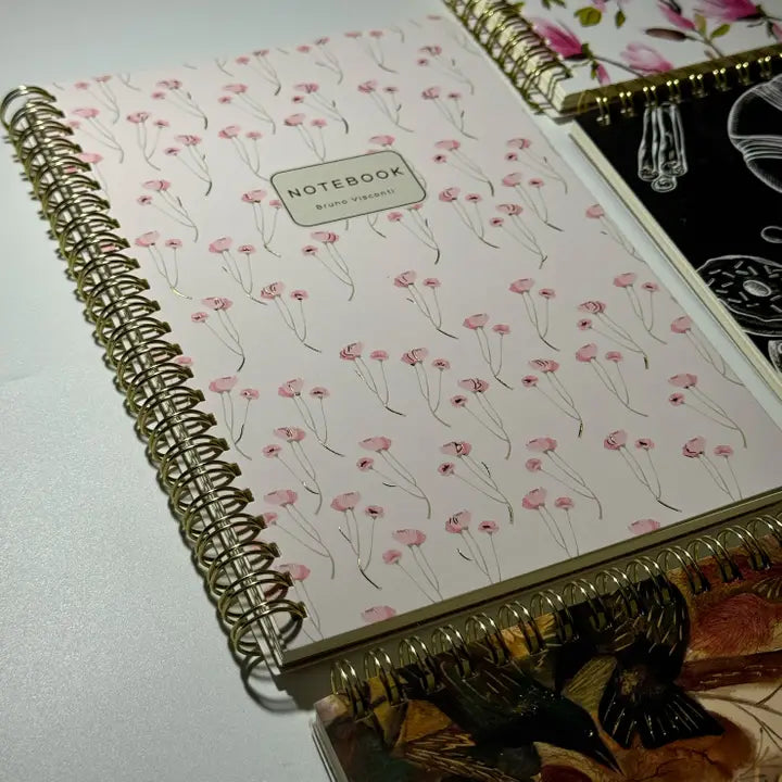MEDIUM SPIRAL NOTEBOOK - POPPIES ON WHITE