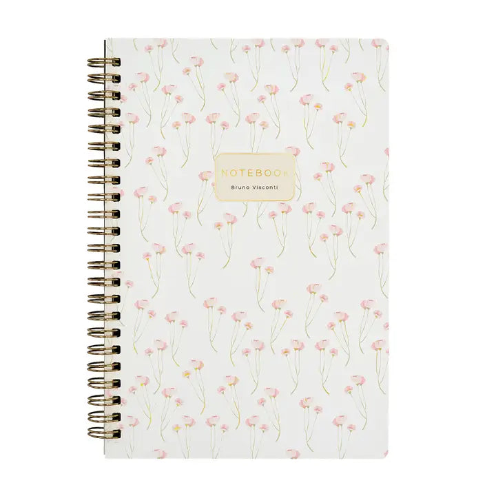 MEDIUM SPIRAL NOTEBOOK - POPPIES ON WHITE