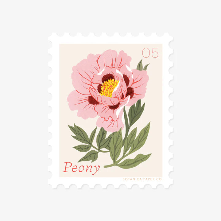 PEONY, MAY FLOWER | STAMP-STYLE VINYL STICKER