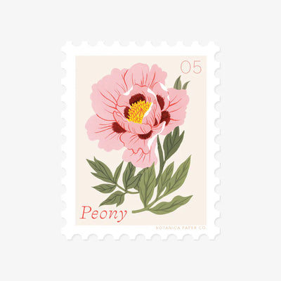 PEONY, MAY FLOWER | STAMP-STYLE VINYL STICKER