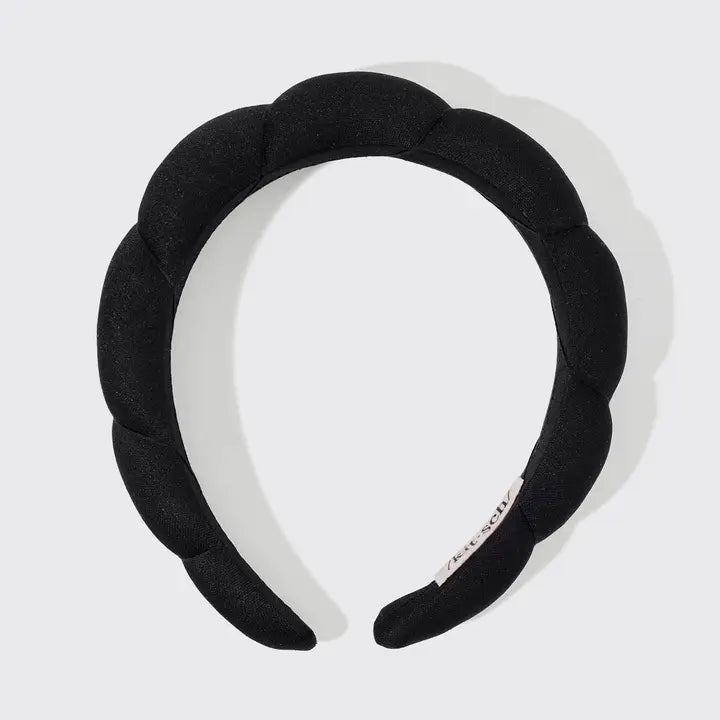 RECYCLED FABRIC PUFFY HEADBAND - BLACK