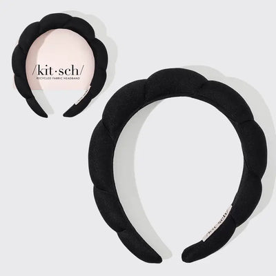 RECYCLED FABRIC PUFFY HEADBAND - BLACK