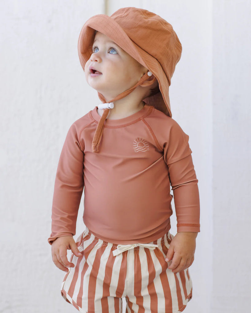 Boys Swim Short Retro Poppy Stripe