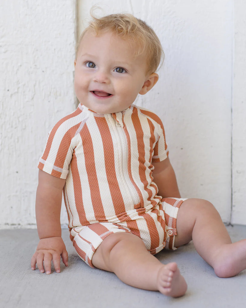 Zip Rashguard One-Piece Retro Poppy Stripe