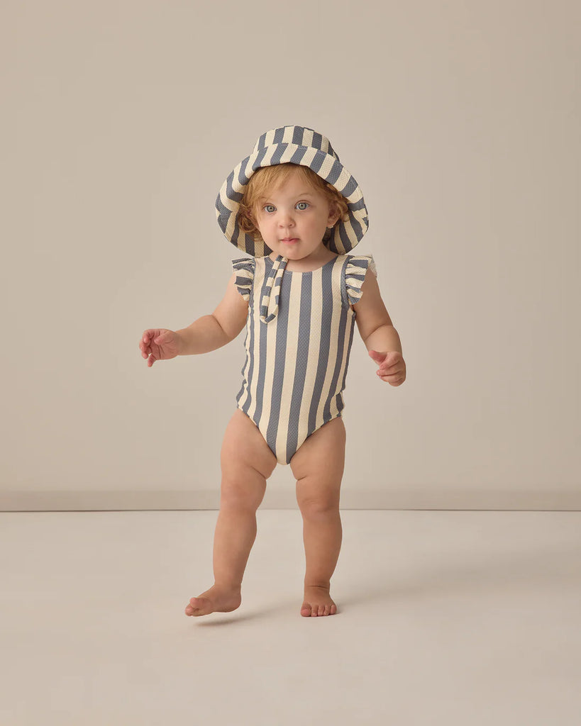 Scoop Back One-Piece Swimsuit Retro Ocean Stripe