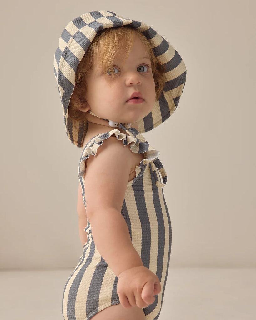 Scoop Back One-Piece Swimsuit Retro Ocean Stripe