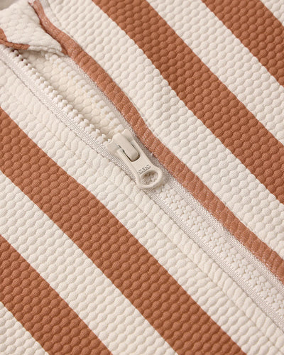 Zip Rashguard One-Piece Retro Poppy Stripe
