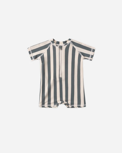 Zip Rashguard One-Piece Retro Ocean Stripe