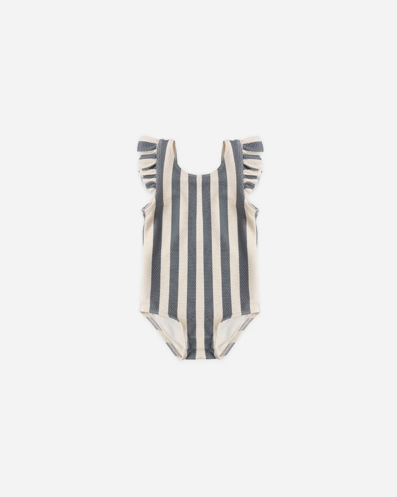 Scoop Back One-Piece Swimsuit Retro Ocean Stripe