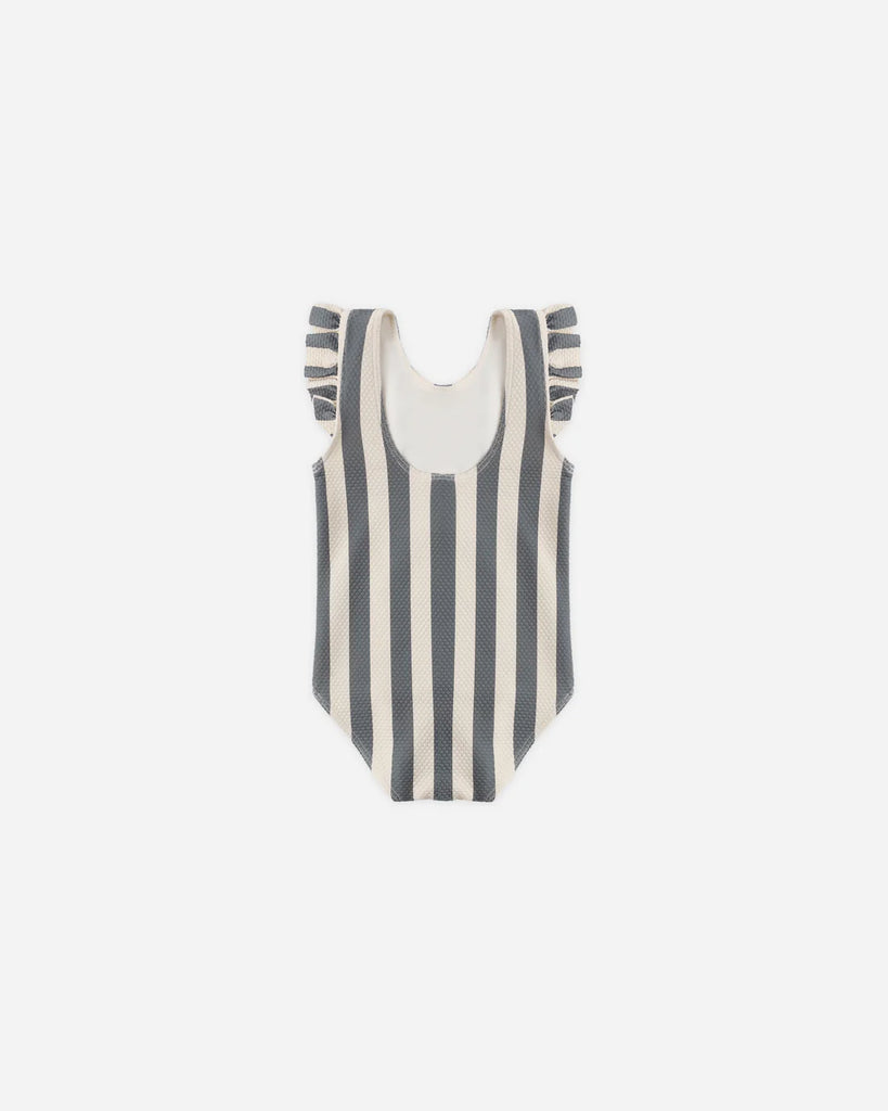 Scoop Back One-Piece Swimsuit Retro Ocean Stripe