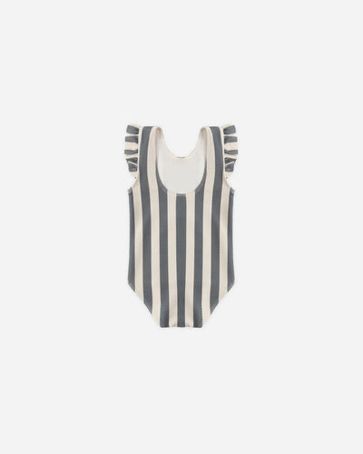 Scoop Back One-Piece Swimsuit Retro Ocean Stripe