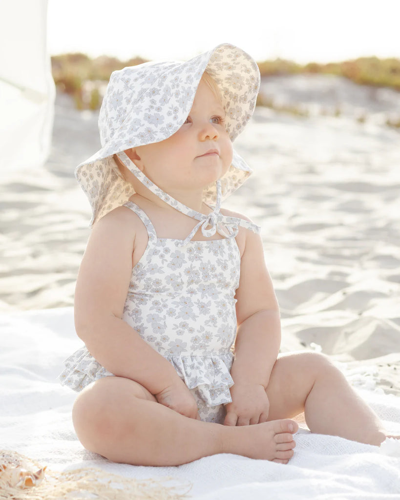 Ruffled One-Piece Swimsuit Blue Floral