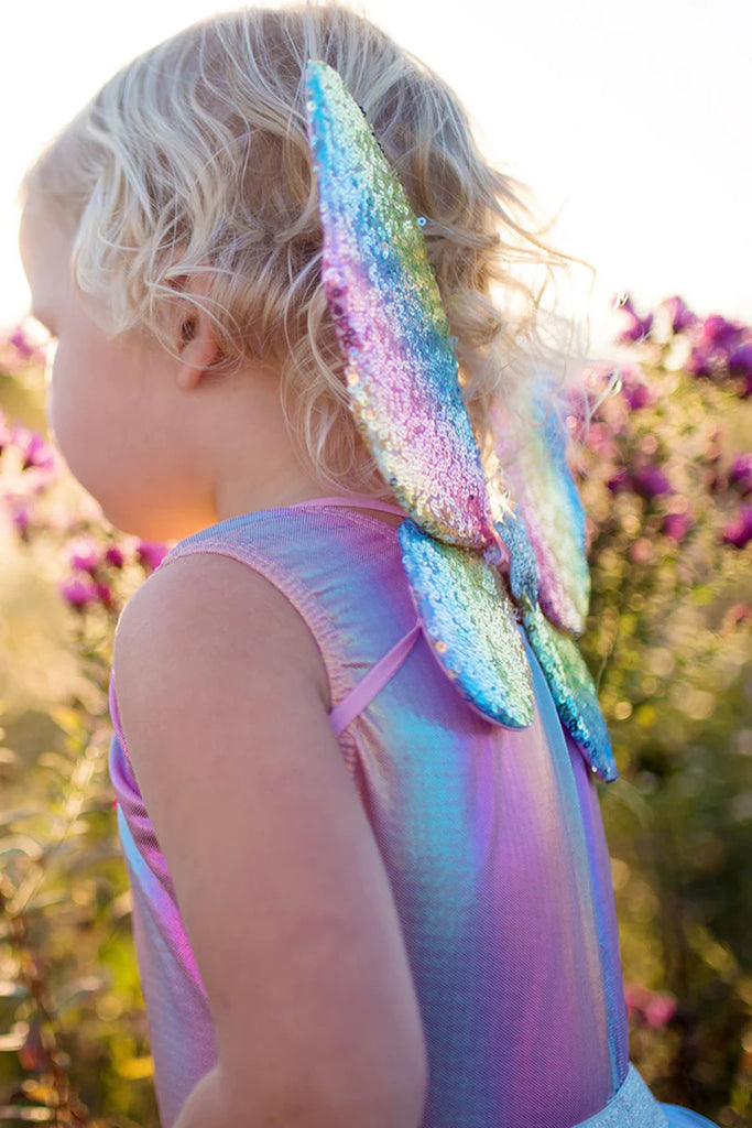 Rainbow Sequins Skirt w/Wings & Wand, Size 4-6