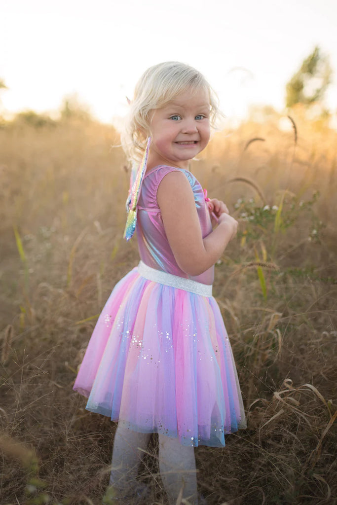 Rainbow Sequins Skirt w/Wings & Wand, Size 4-6