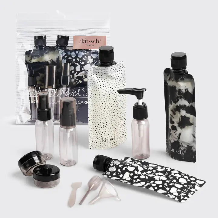 REFILLABLE ULTIMATE TRAVEL 11PC SET - BLACK & IVORY