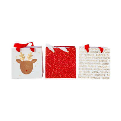 REINDEER MINI GIFT BAG SET OF 6