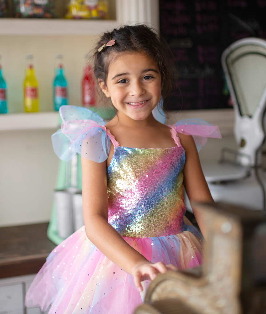 Rainbow Fairy Dress & Wings, Multi, Size 5-6