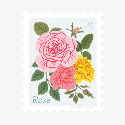 Rose, June Flower | Stamp-Style Vinyl Sticker