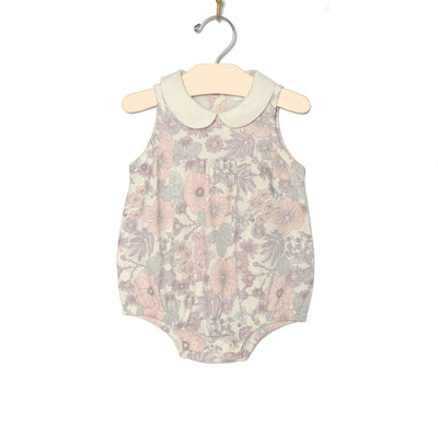 Round Collar Romper - Vintage Floral