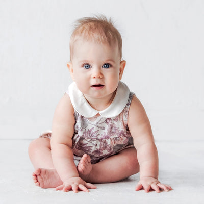 Round Collar Romper - Vintage Floral