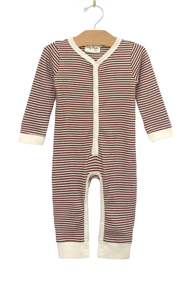 Rust Stripe Snap Long Romper