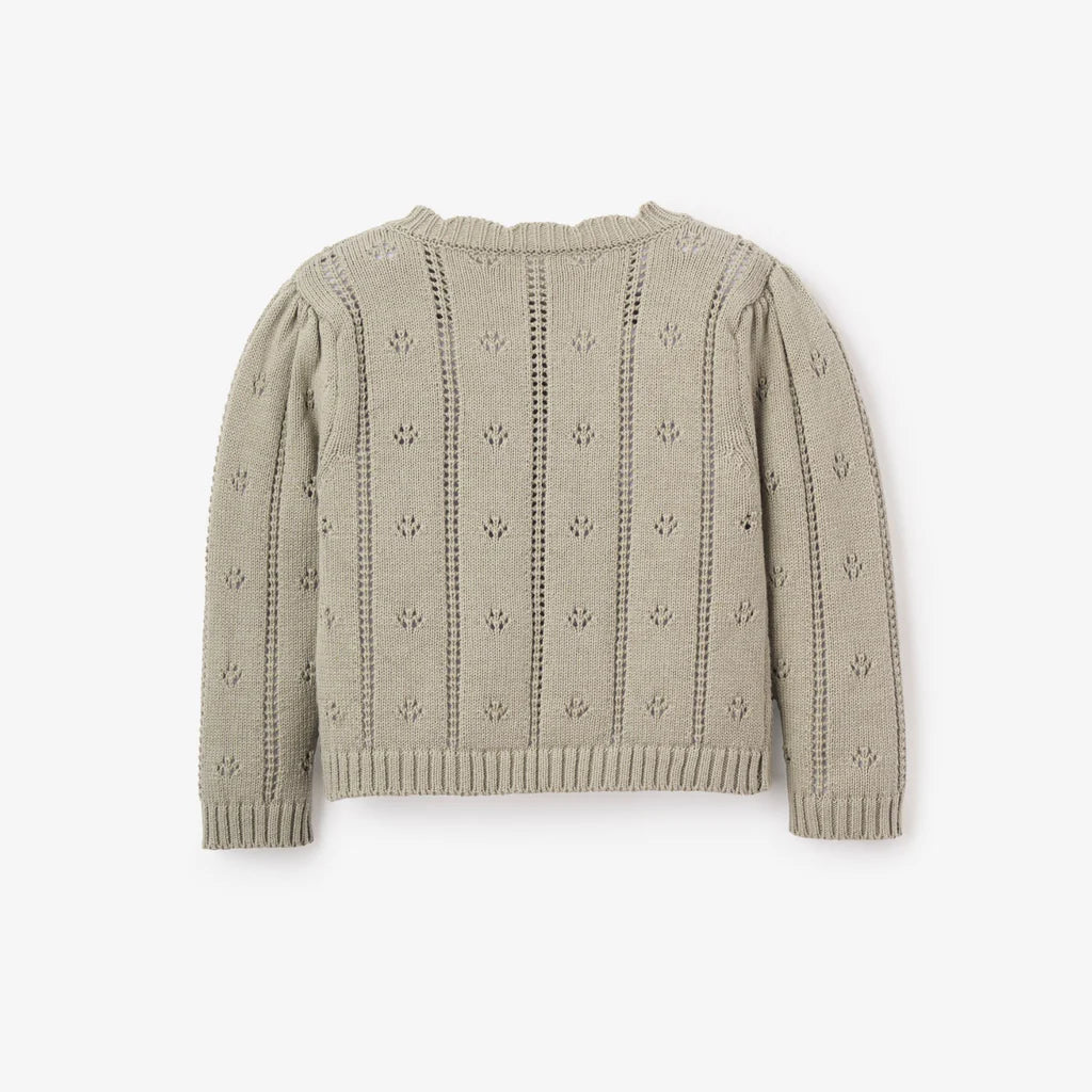 Sage Pointelle Knit Baby Cardigan
