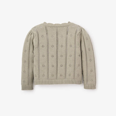 Sage Pointelle Knit Baby Cardigan