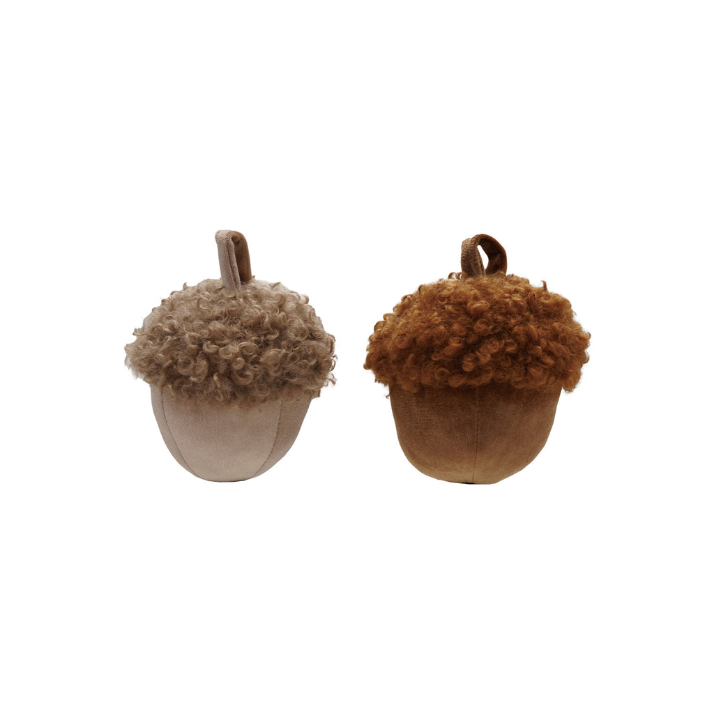 4-1/2" Round x 3-3/4"H Velvet & Faux Sherpa Acorn