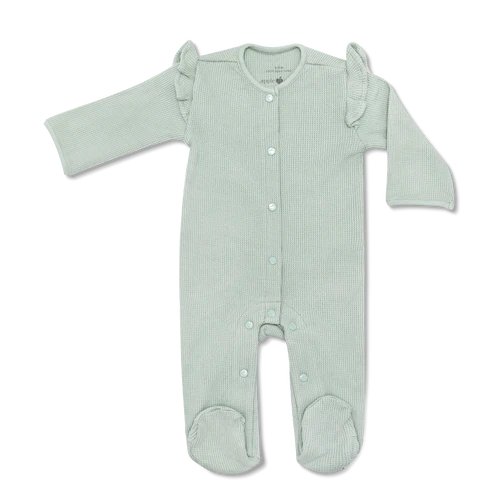 ORGANIC COTTON WAFFLE RUFFLE FOOTIE